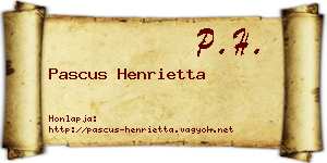 Pascus Henrietta névjegykártya