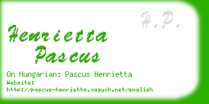 henrietta pascus business card